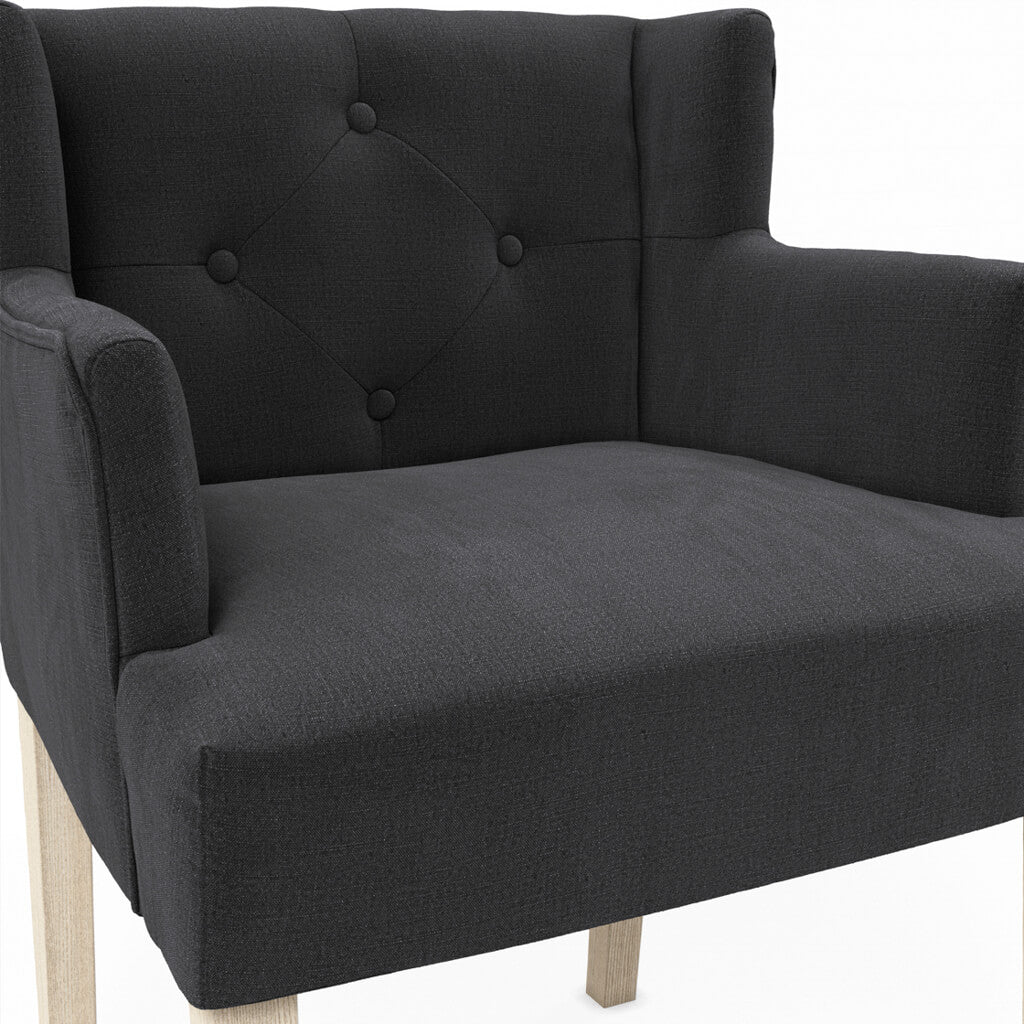 Harry Christian Home Anthracite Winged Chair with Arms seat close up