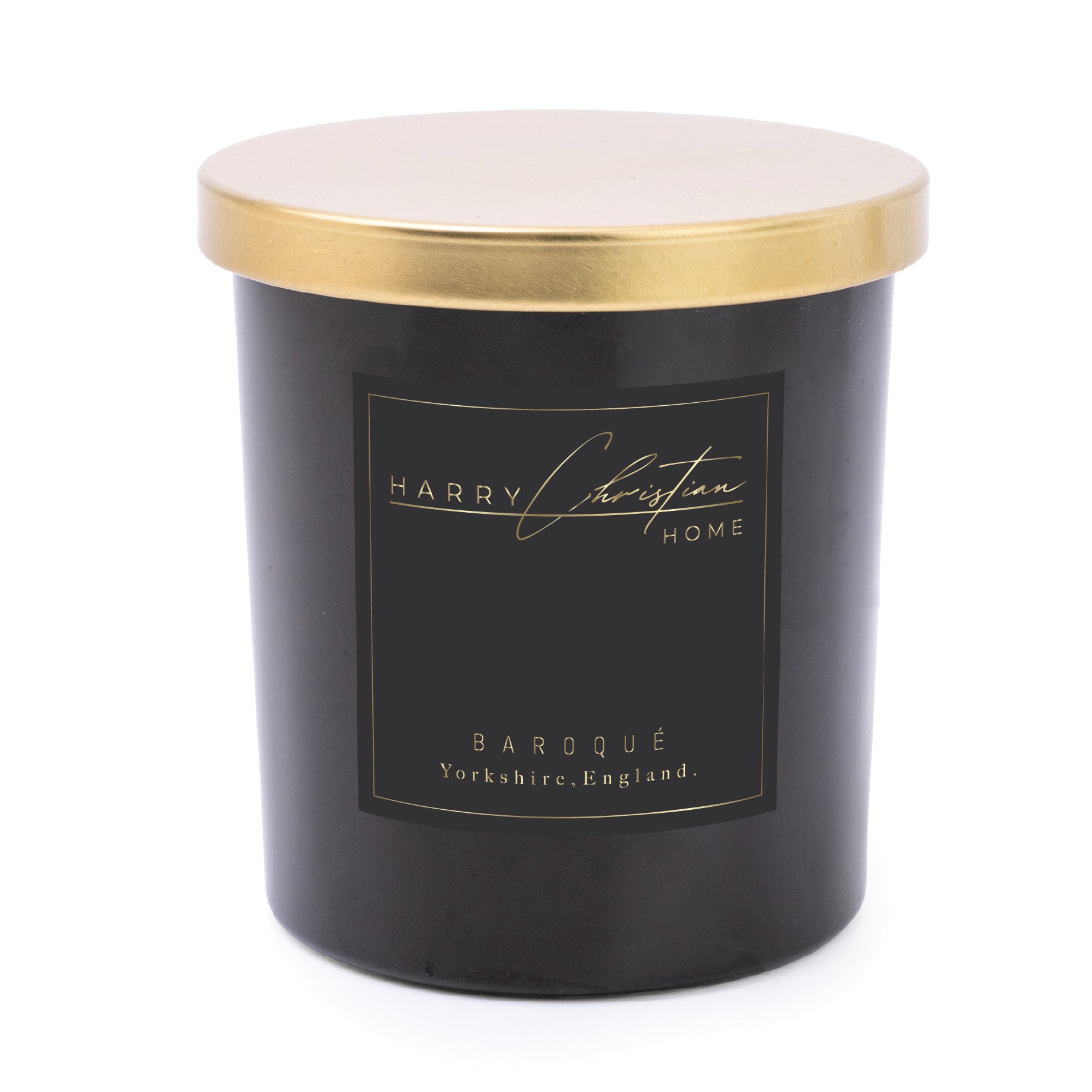 Harry Christian Home Baroque Deluxe 300g Candle, Black and Gold Luxury Candle. 