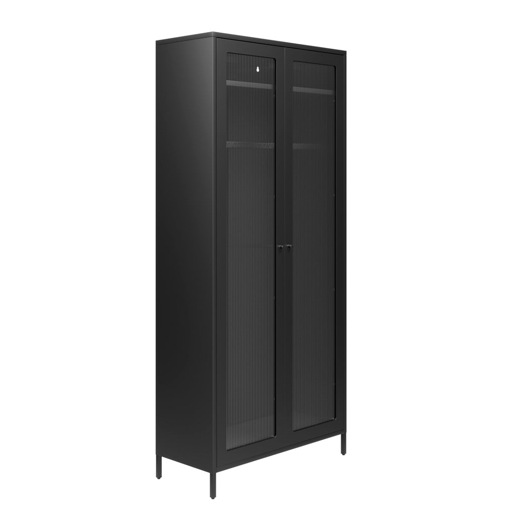 Harry Christian Home Black 2 Door Industrial Style Wardrobe 3