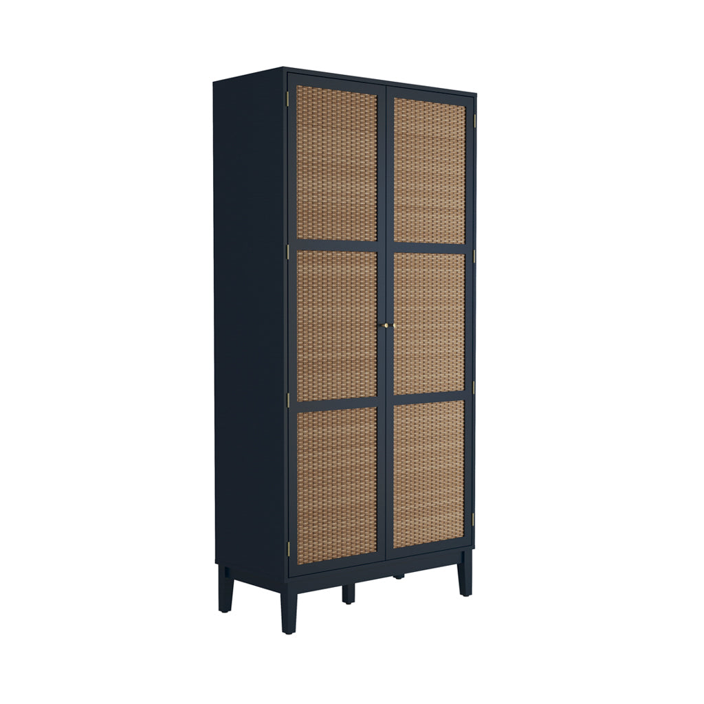 Harry Christian Home Blue & Rattan Double Wardrobe Lifestyle 3