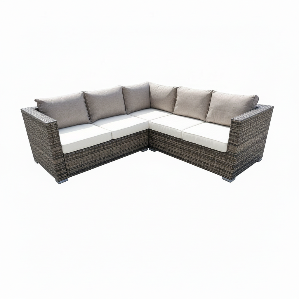 Harry Christian Home Brown Corner Outdoor Premium Rattan Set with Ice Bucket Coffee Table