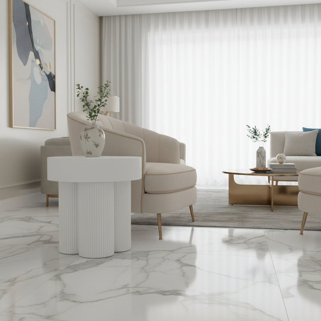 Harry Christian Home Contemporary White Side Table lifestyle shot