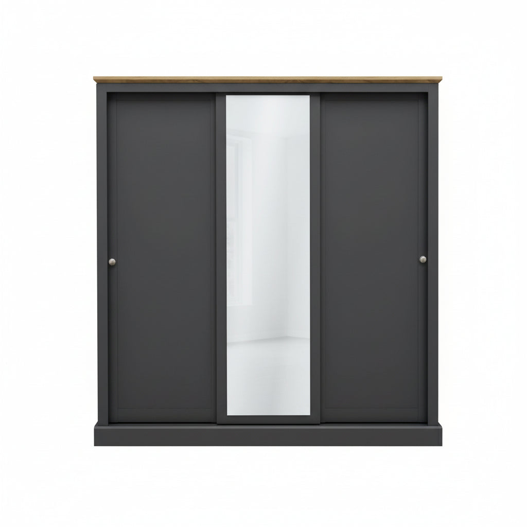 Harry Christian Home Cornwall Triple Sliding Wardrobe In Charcoal