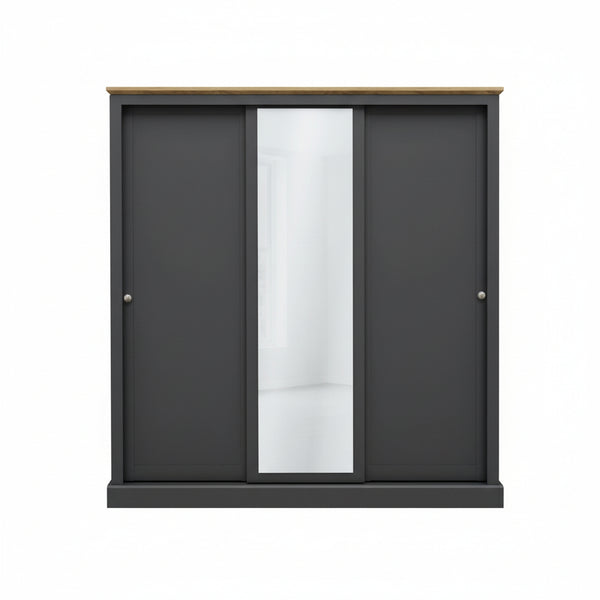 Harry Christian Home Cornwall Triple Sliding Wardrobe In Charcoal