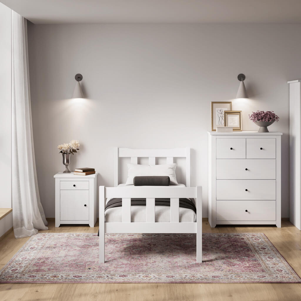 Harry Christian Home Essential Single Bed in White