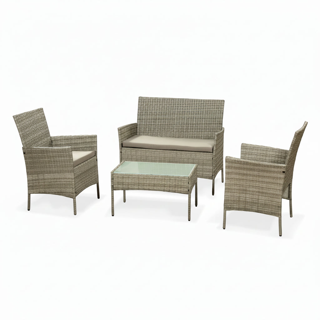Harry Christian Home Grey 4 Piece Rattan Garden Furniture Set
