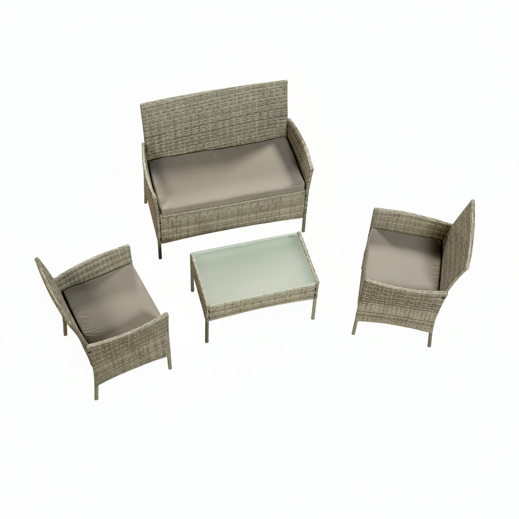 Harry Christian Home Grey Rattan Garden Set Above View