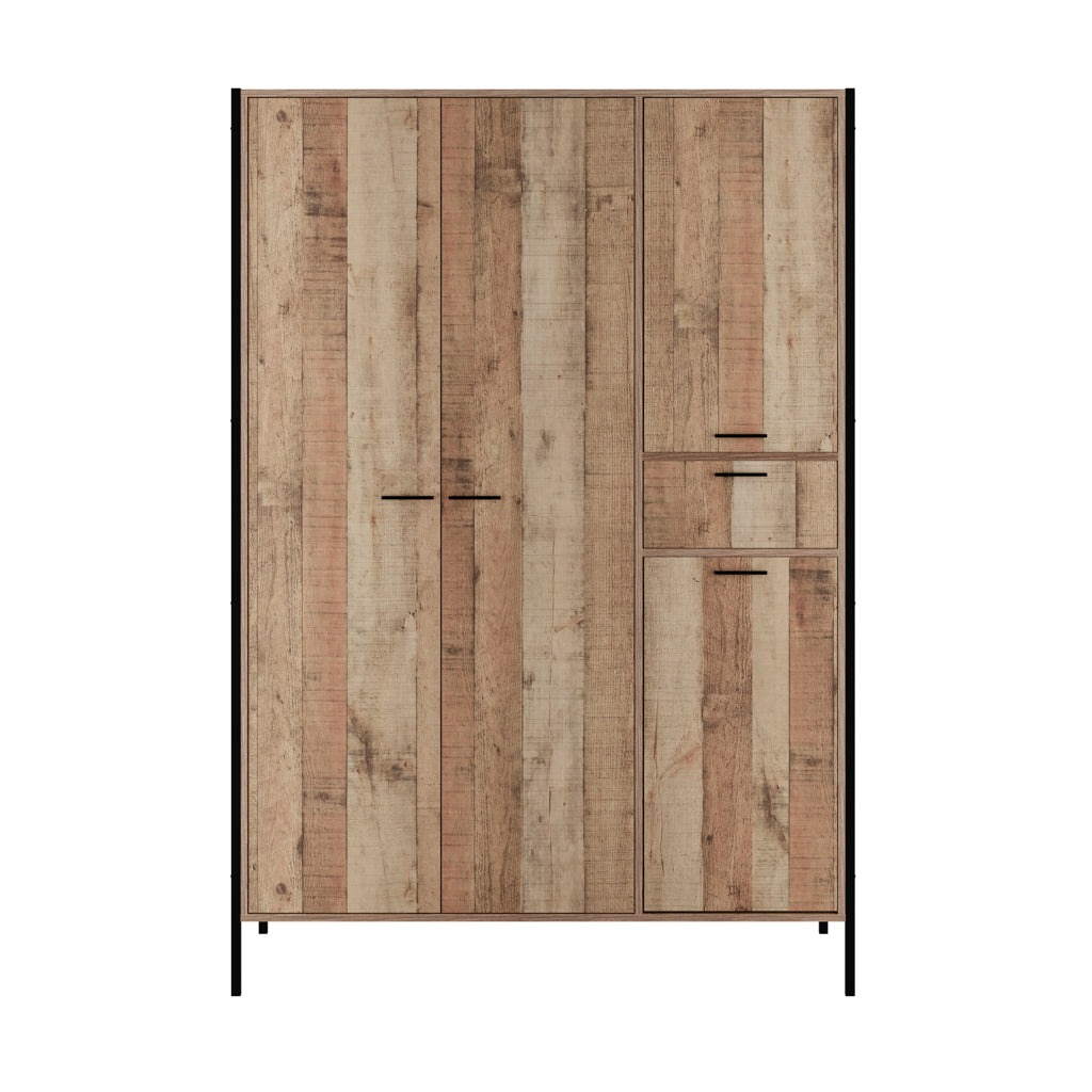 Harry Christian Home Industrial Oak Effect Triple Wardrobe