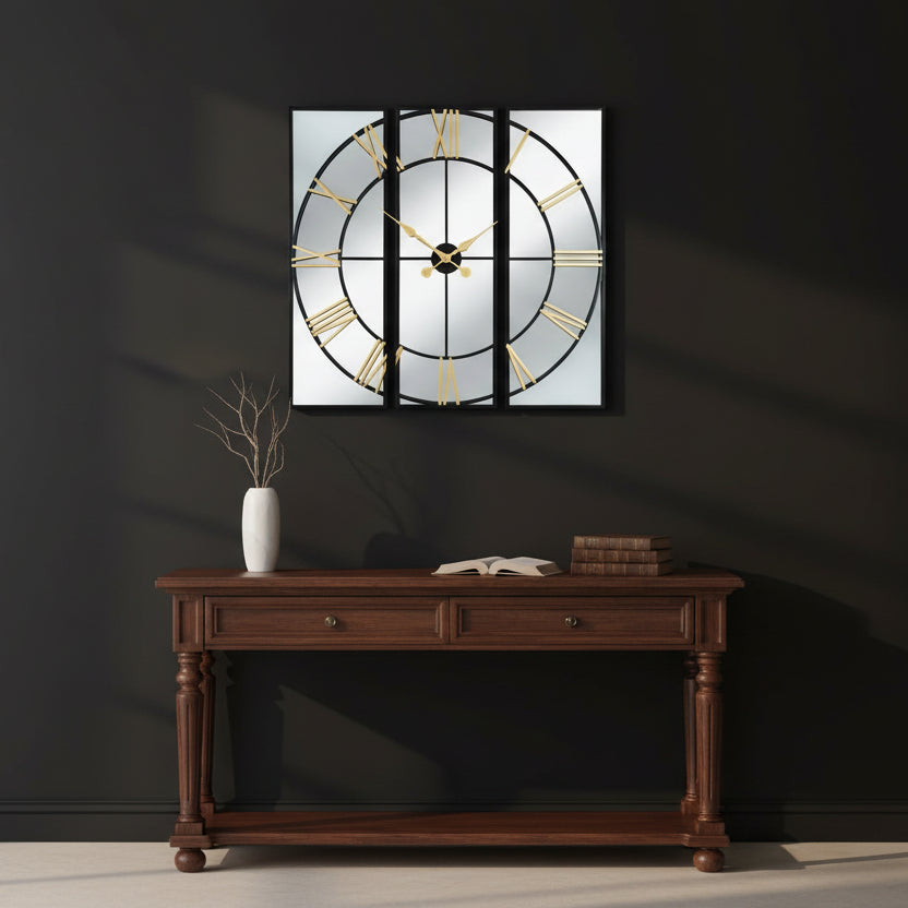 Harry Christian Home Large Statement Black and Gold Wall Clock