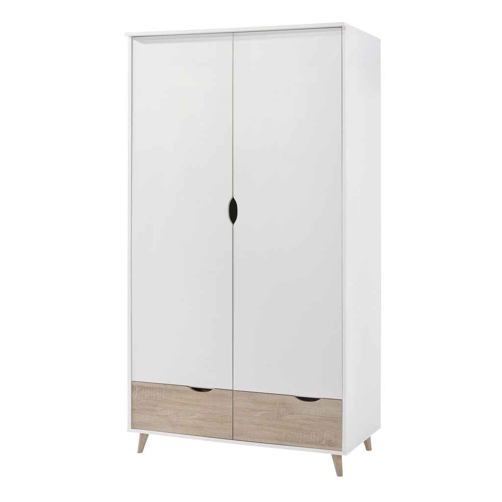 Harry Christian Home Modern White-Oak Double Wardrobe