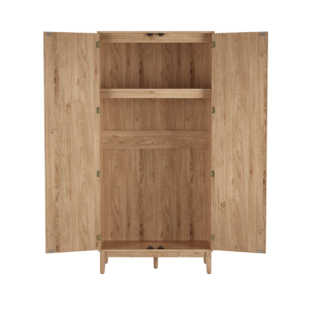 Harry Christian Home Oak & Rattan Double Wardrobe