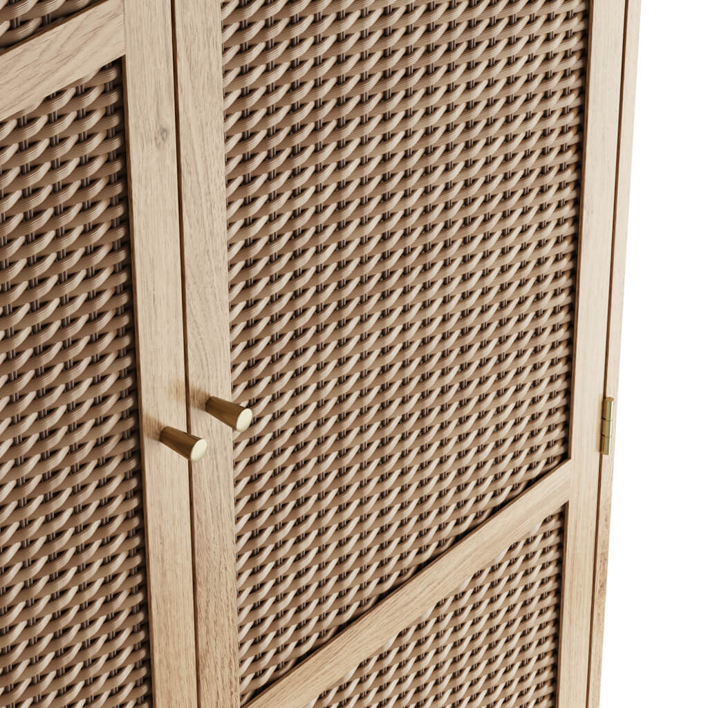 Harry Christian Home Oak & Rattan Double Wardrobe