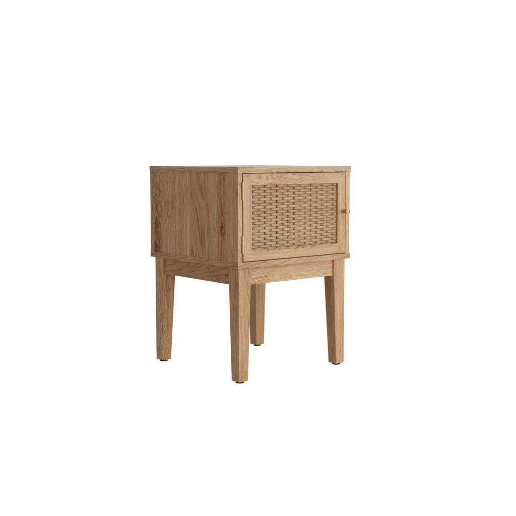 Harry Christian Home Oak & Rattan Side Table