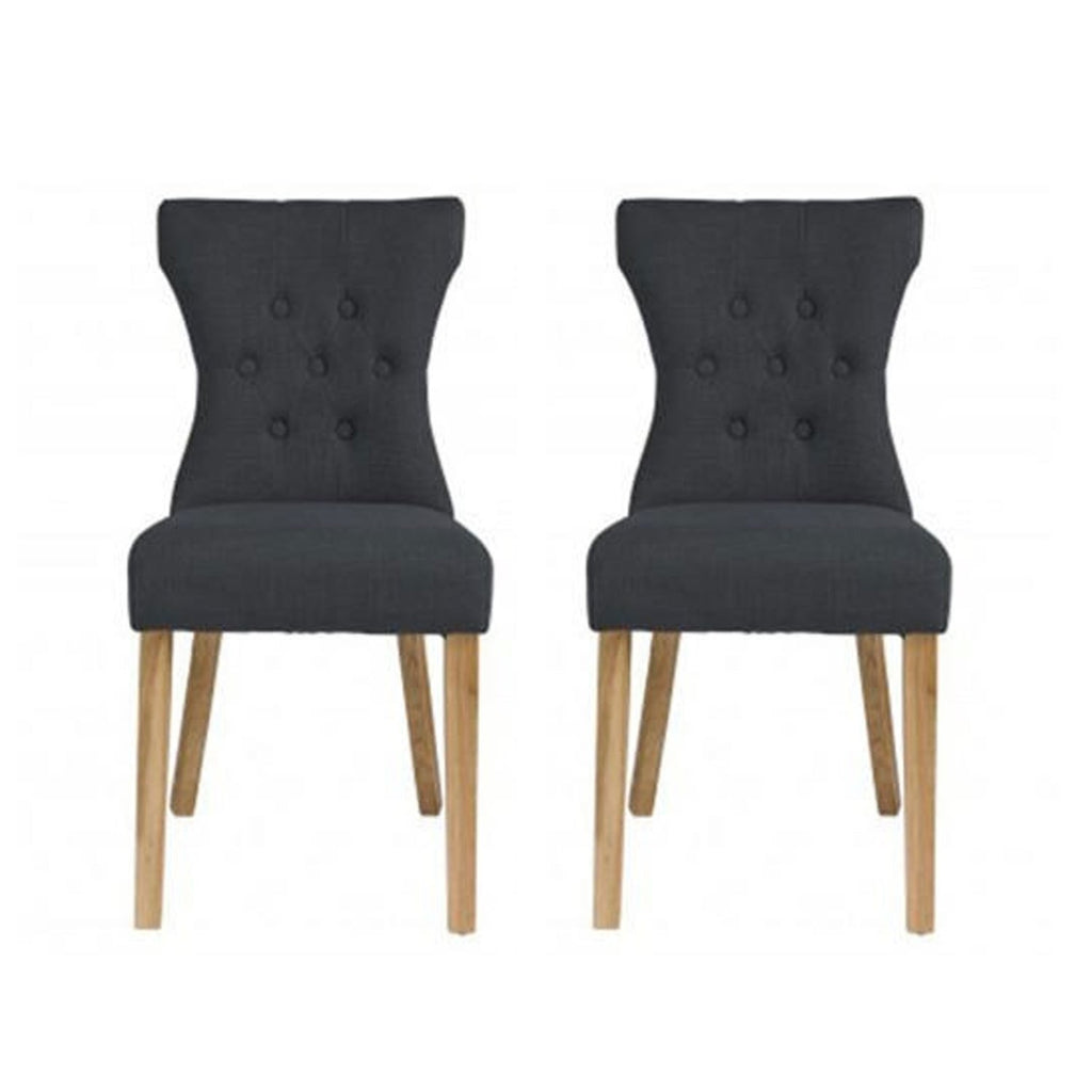 Harry Christian Home Pair Of Classic Button Tufted Grey Dining Chairs Two Side by side