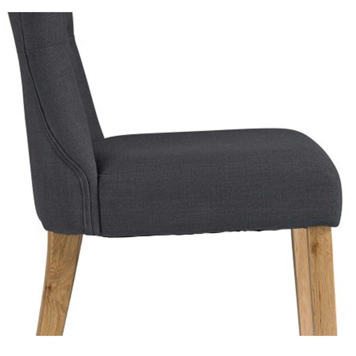 Harry Christian Home Pair Of Classic Button Tufted Grey Dining Chairs close up upholstery