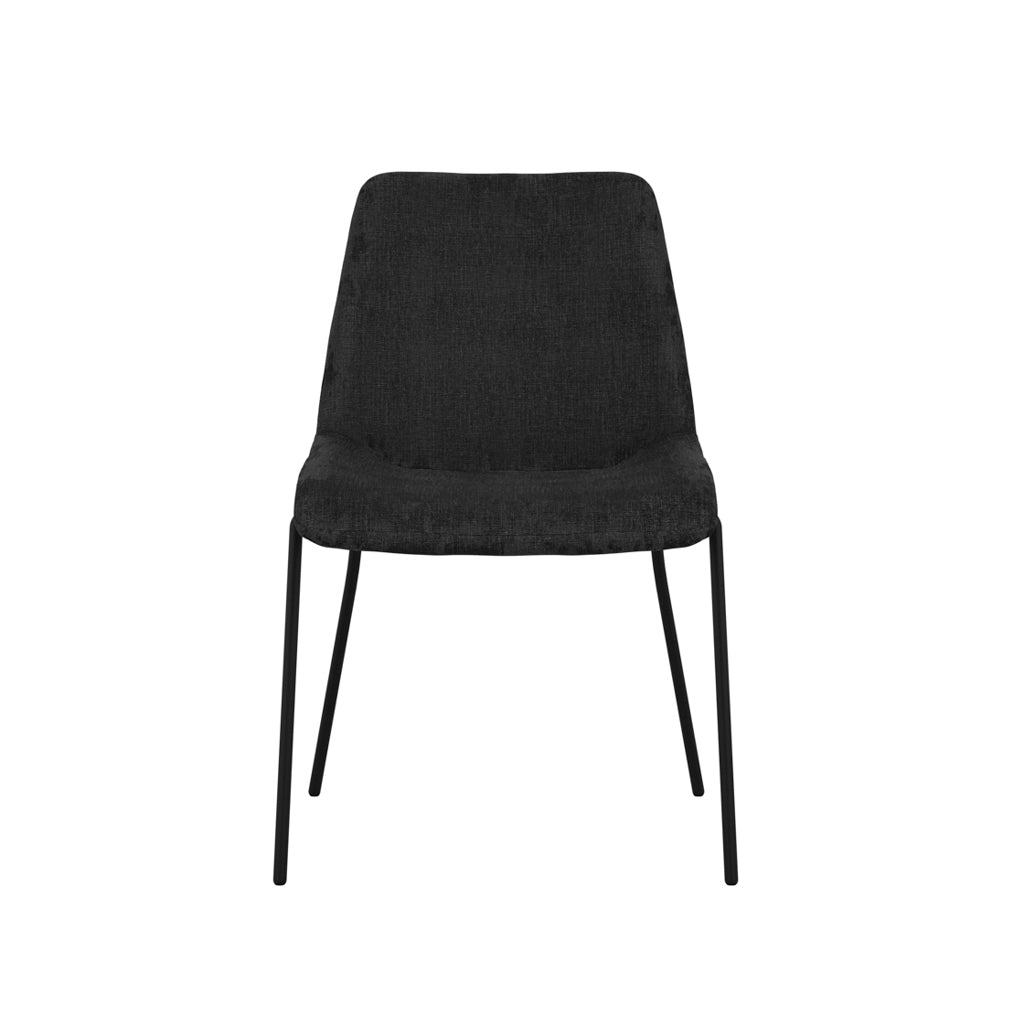 Harry Christian Home Pair Of Sleek Black Velvet Upholstered Dining Chairs
