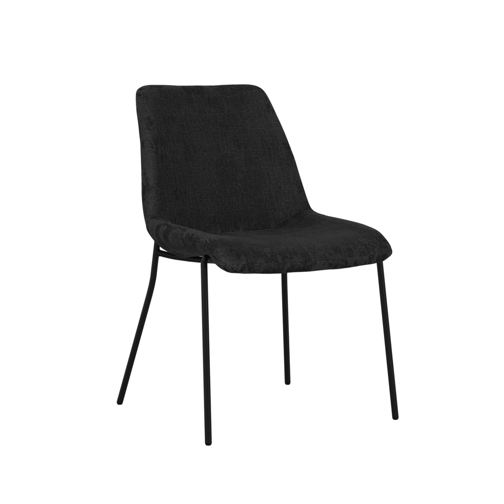 Harry Christian Home Pair Of Sleek Black Velvet Upholstered Dining Chairs Angles View