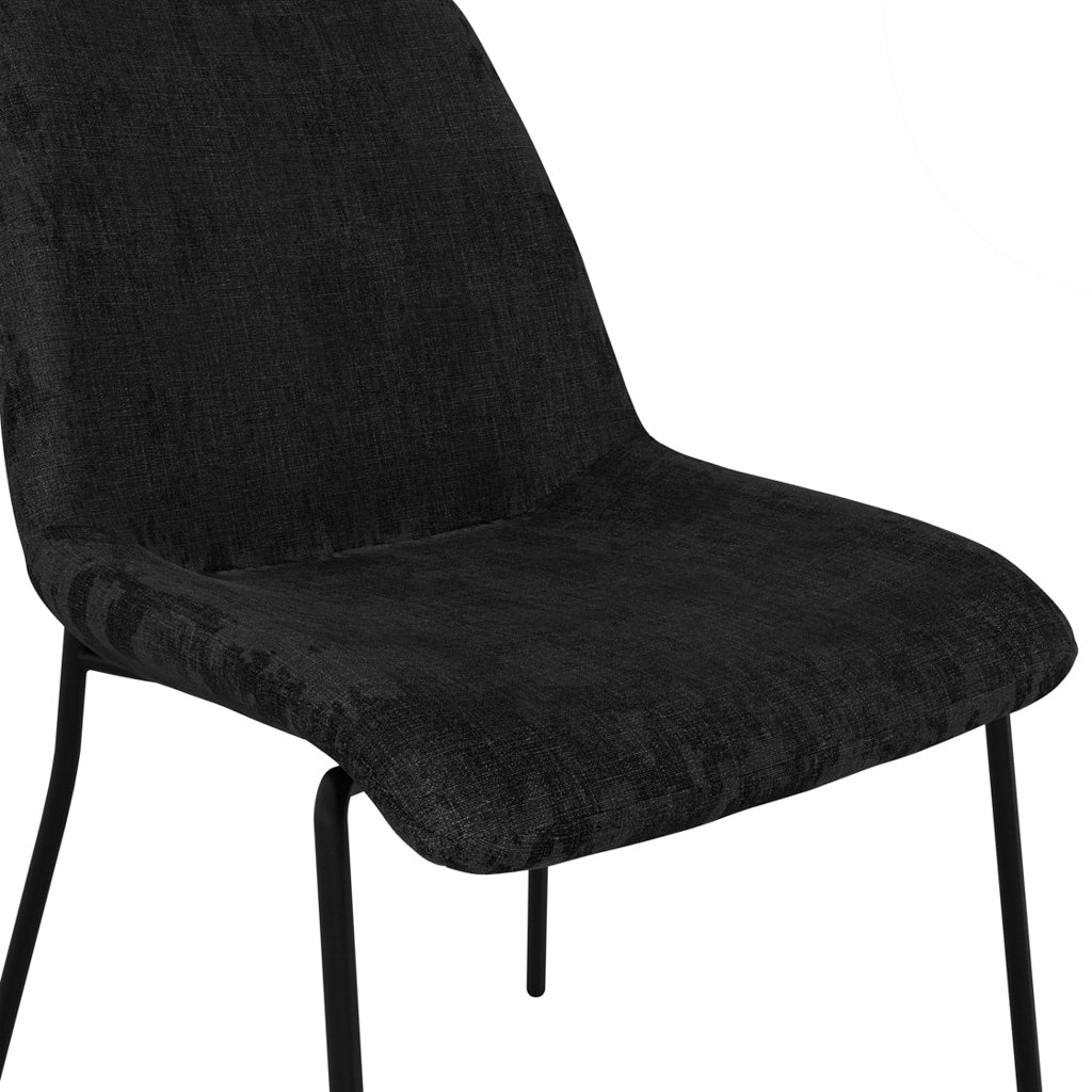 Harry Christian Home Pair Of Sleek Black Velvet Upholstered Dining Chairs Velvet Upholstery Close Up