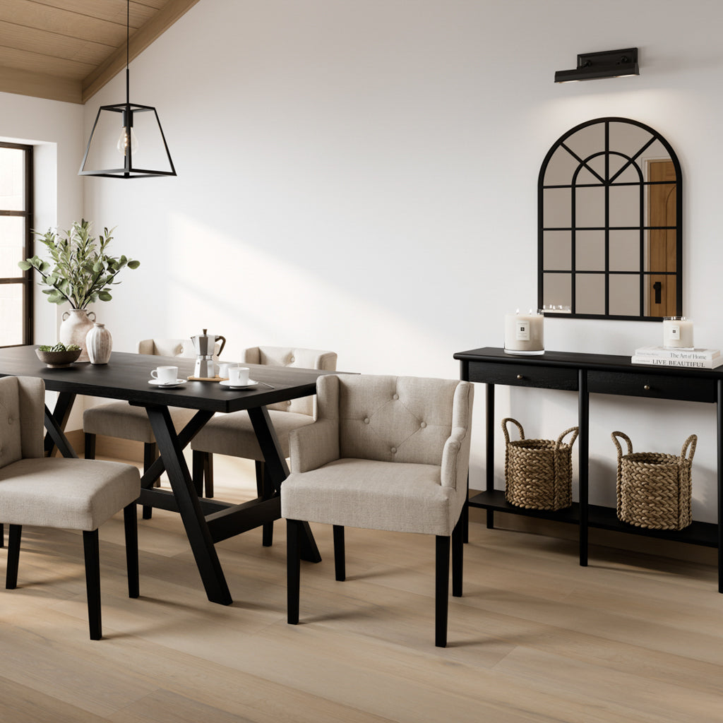 Harry Christian Home Stone Winged Dining Chair with Arms black legs with the Harry Christian Home Black dining table