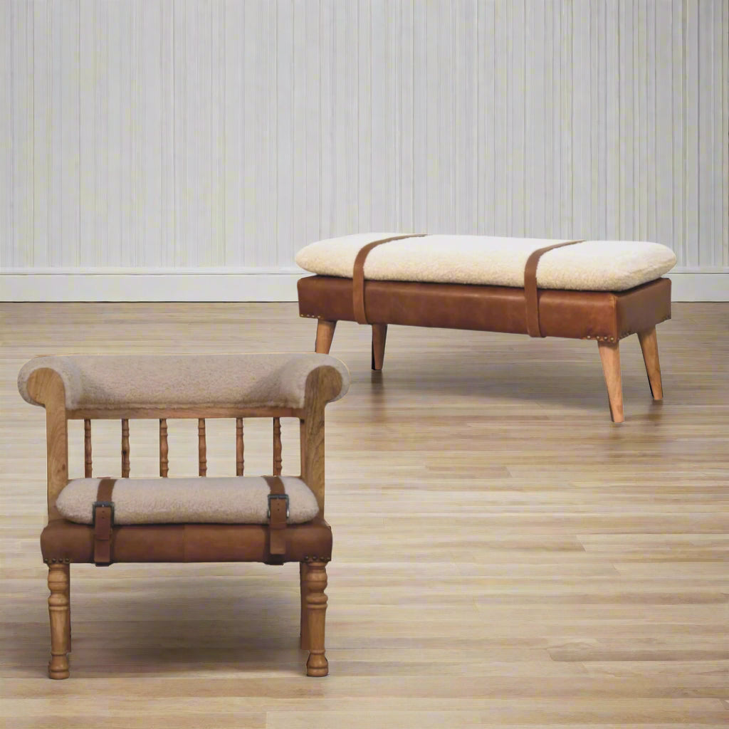 Pair of wooden chairs with cushioned seats on a white background