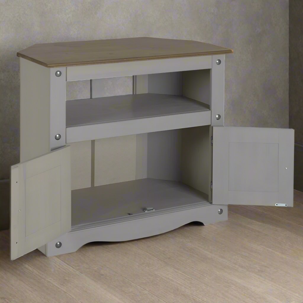 Heritage Home Cotswold TV Corner Unit In Grey
