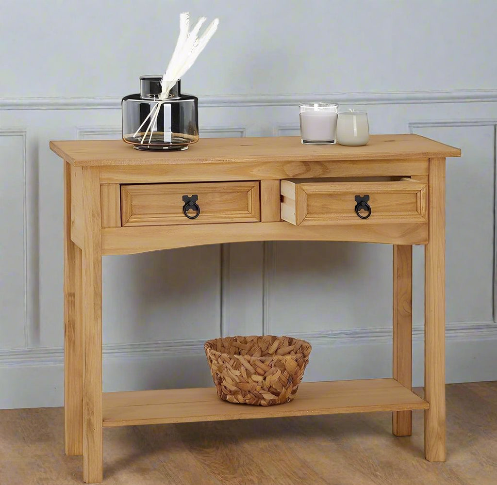 Heritage Home UK | Fine Home Furniture & Accessories | Luxury Home Furniture | Furniture With Free Delivery | 2 Drawer Cotswold Console Table Waxed Pine