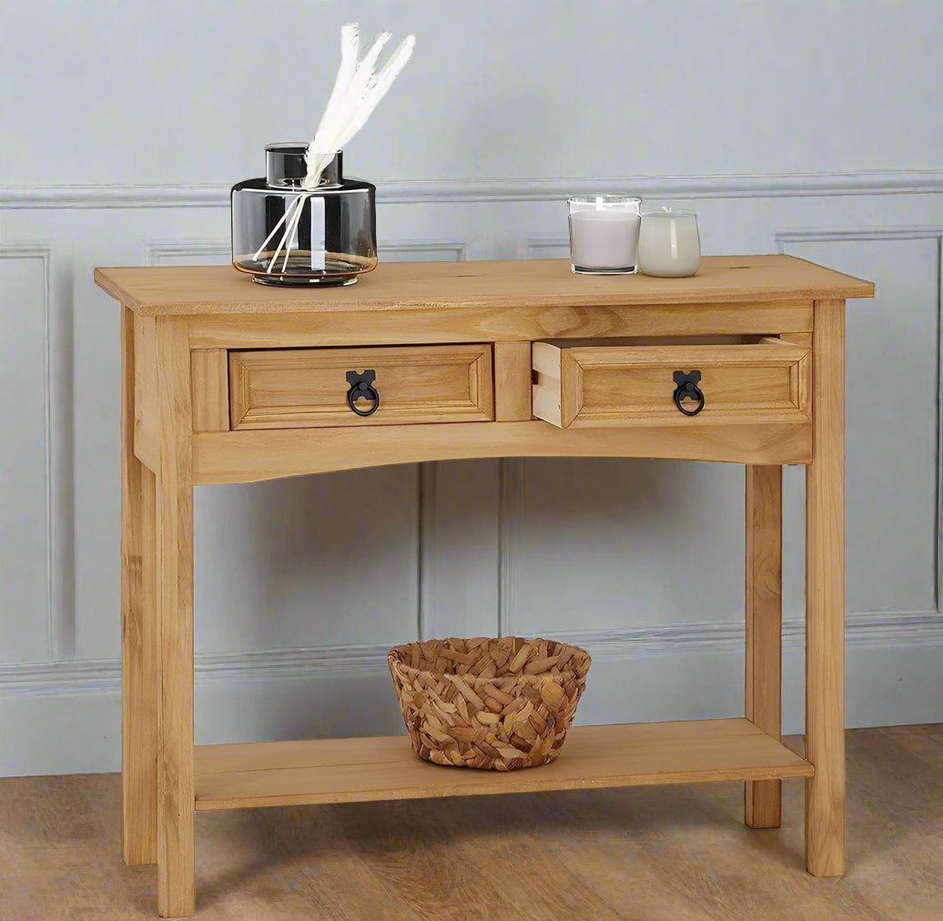 Heritage Home UK | Fine Home Furniture & Accessories | Luxury Home Furniture | Furniture With Free Delivery | 2 Drawer Cotswold Console Table Waxed Pine