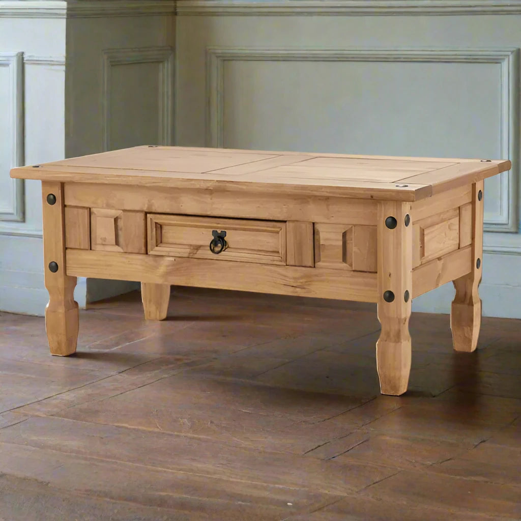 Heritage Home UK | Fine Home Furniture & Accessories | Luxury Home Furniture | Furniture With Free Delivery | Waxed Pine Coffee Table with 1 Drawer