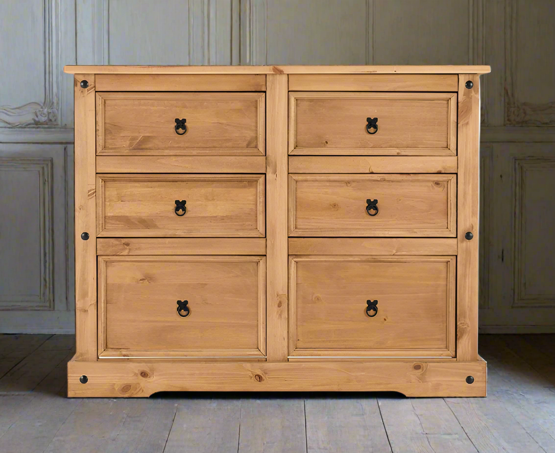Heritage Home UK Fine Home Furniture Chest Of Drawers Natural Waxed Pine Extra Large Chest Of Drawers