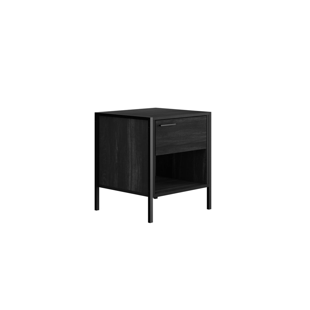 Harry Christian Home Onyx Wooden Effect Black Bedside Cabinet