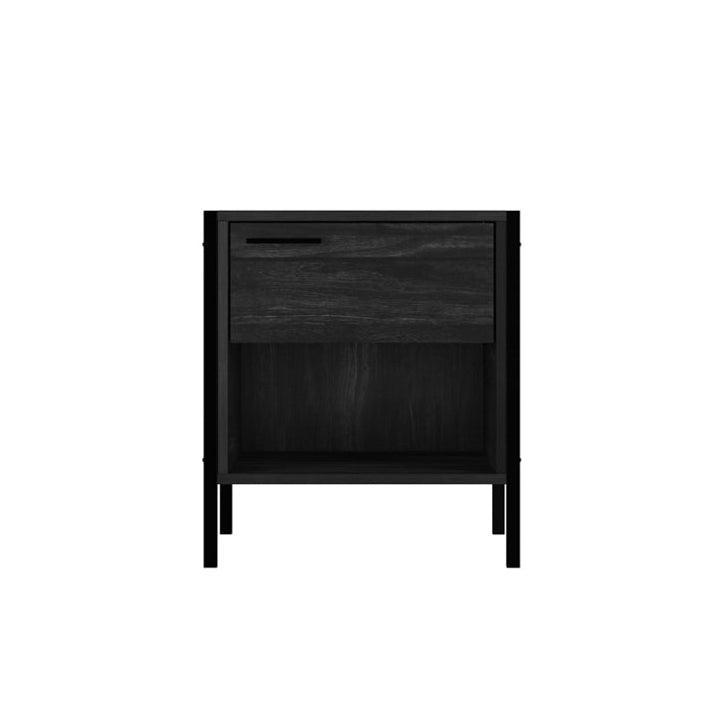 Harry Christian Home Onyx Wooden Effect Black Bedside Cabinet