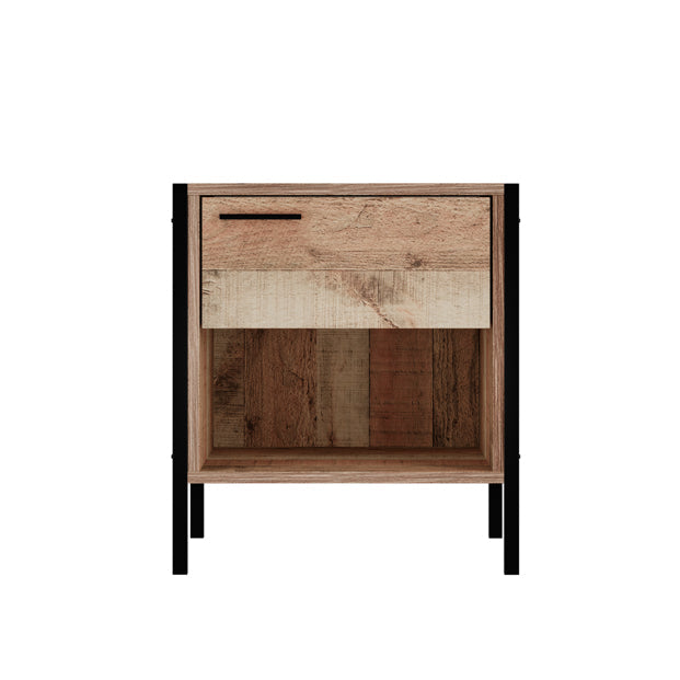 Harry Christian Home Distressed Oak Effect Bedside Cabinet