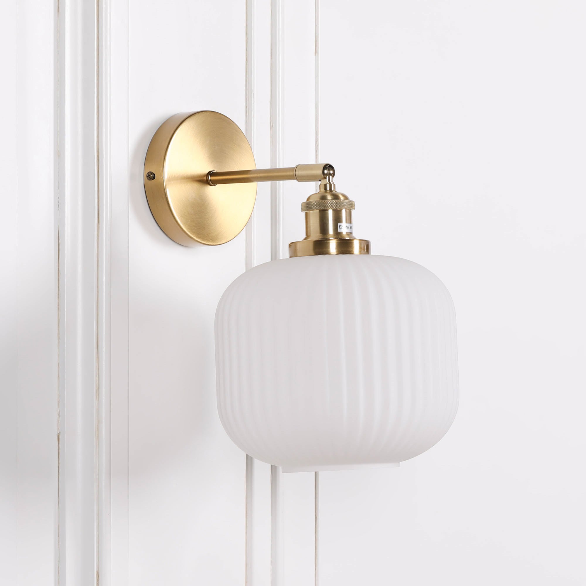 Brushed Brass Fluted Frosted Glass Wall Light