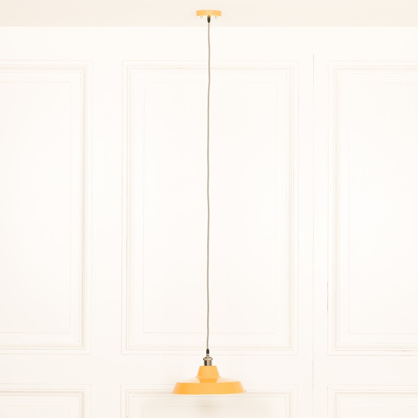 Factory Style Mustard Yellow Enamel Painted 36cm Pendant Light