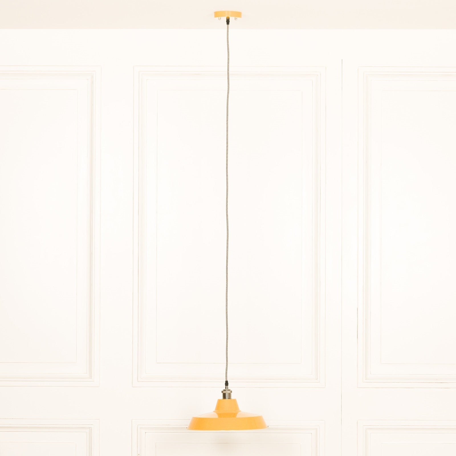 Factory Style Mustard Yellow Enamel Painted 36cm Pendant Light