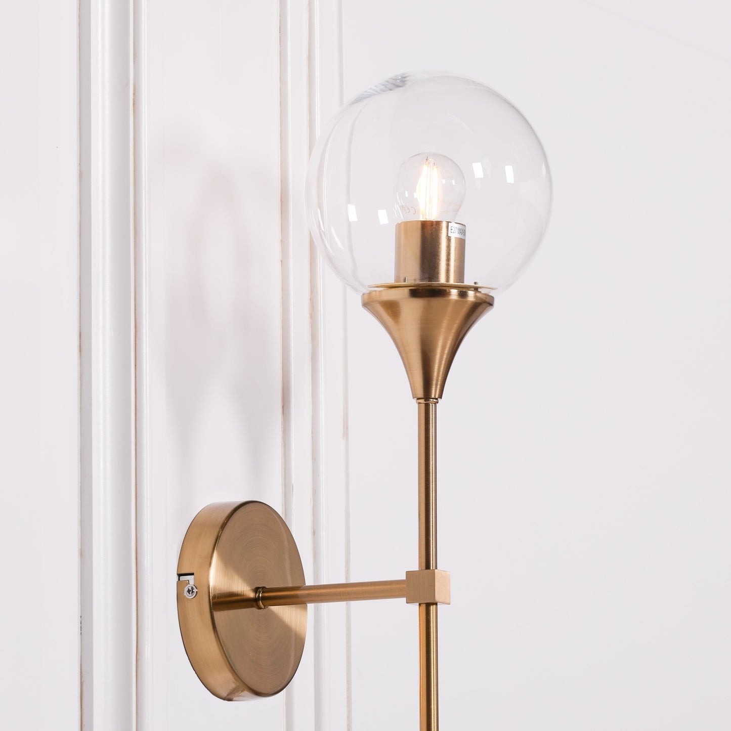 Gold Satin Deco Glass Ball Wall Light