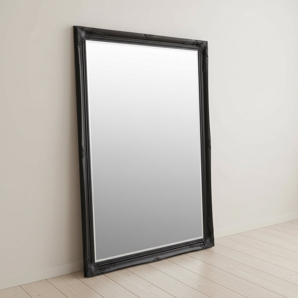6.7 Foot Tall Extra Large Leaner Mirror in Black