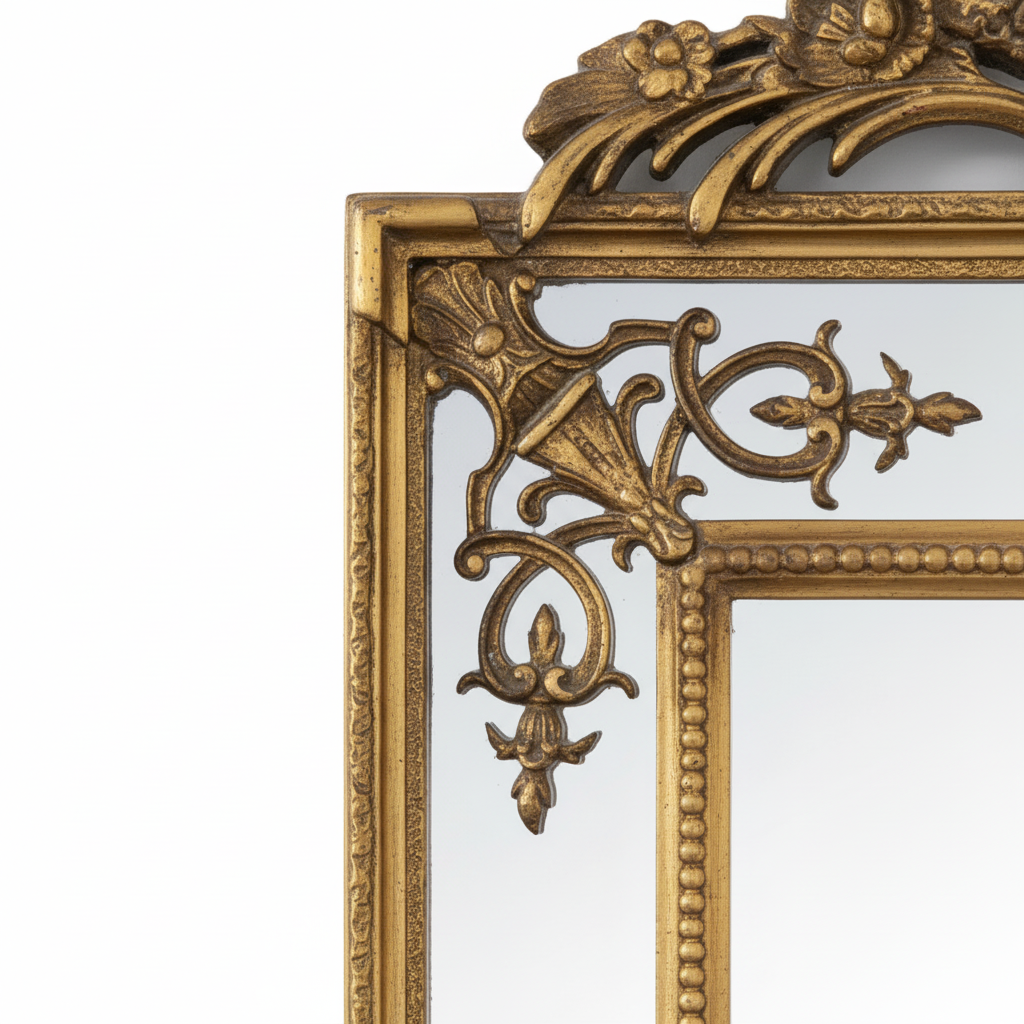 Gold Ornate Antique Design All Glass Leaner Mirror