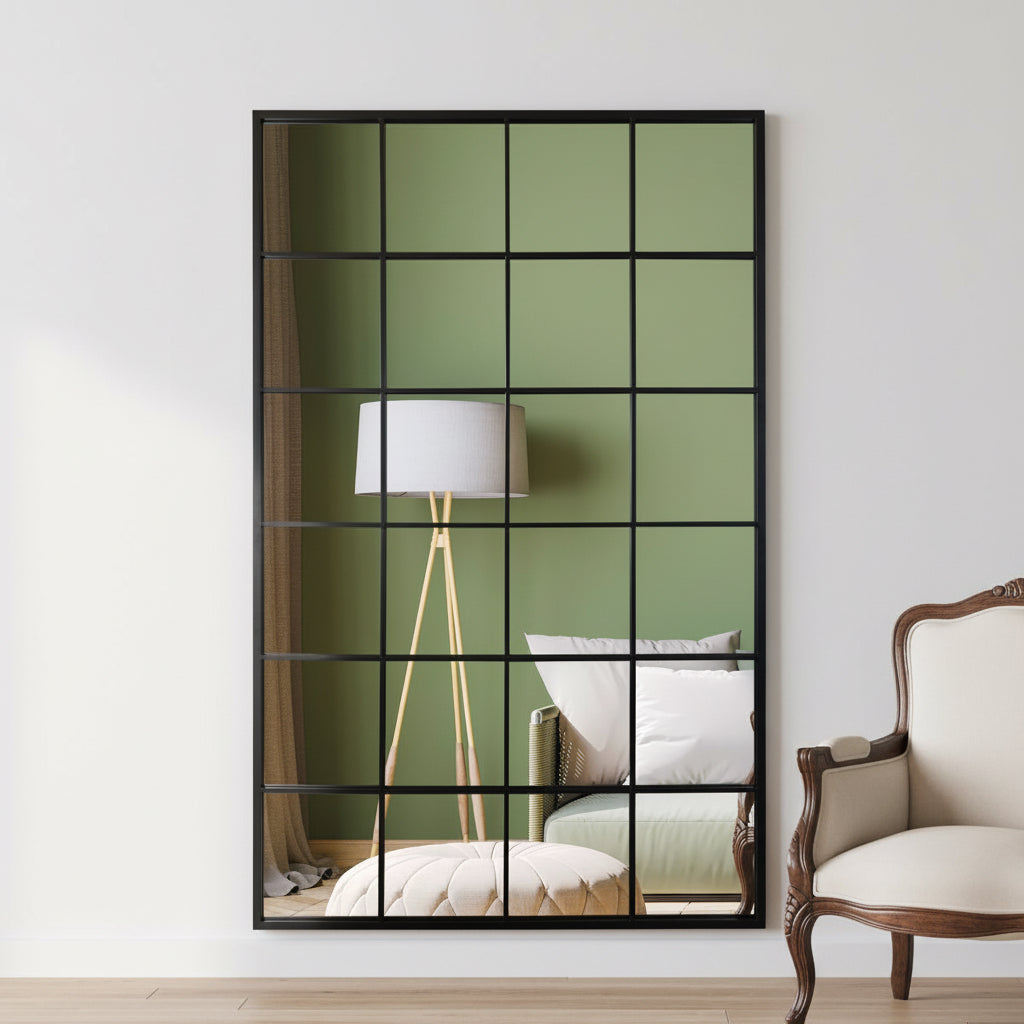 Black Modern Window Leaner Mirror / Wall Mirror