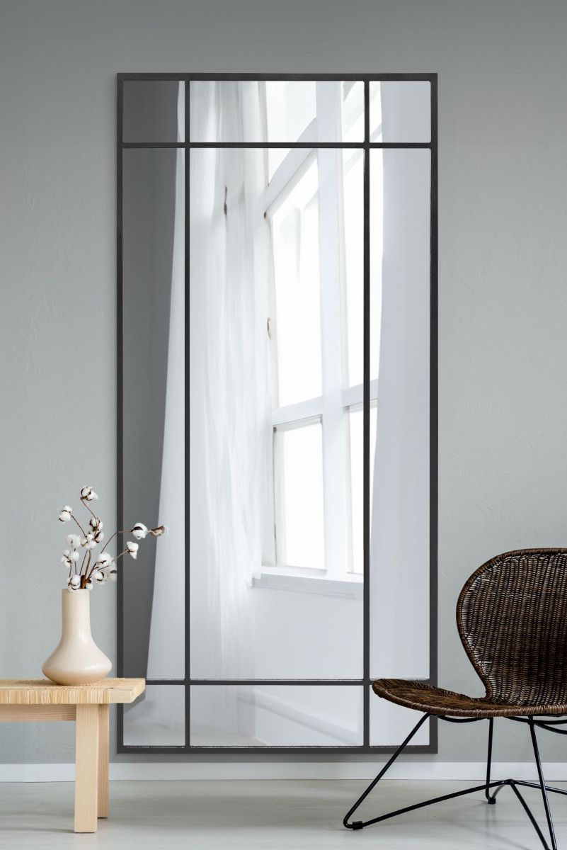 Black Contemporary Wall and Leaner Mirror