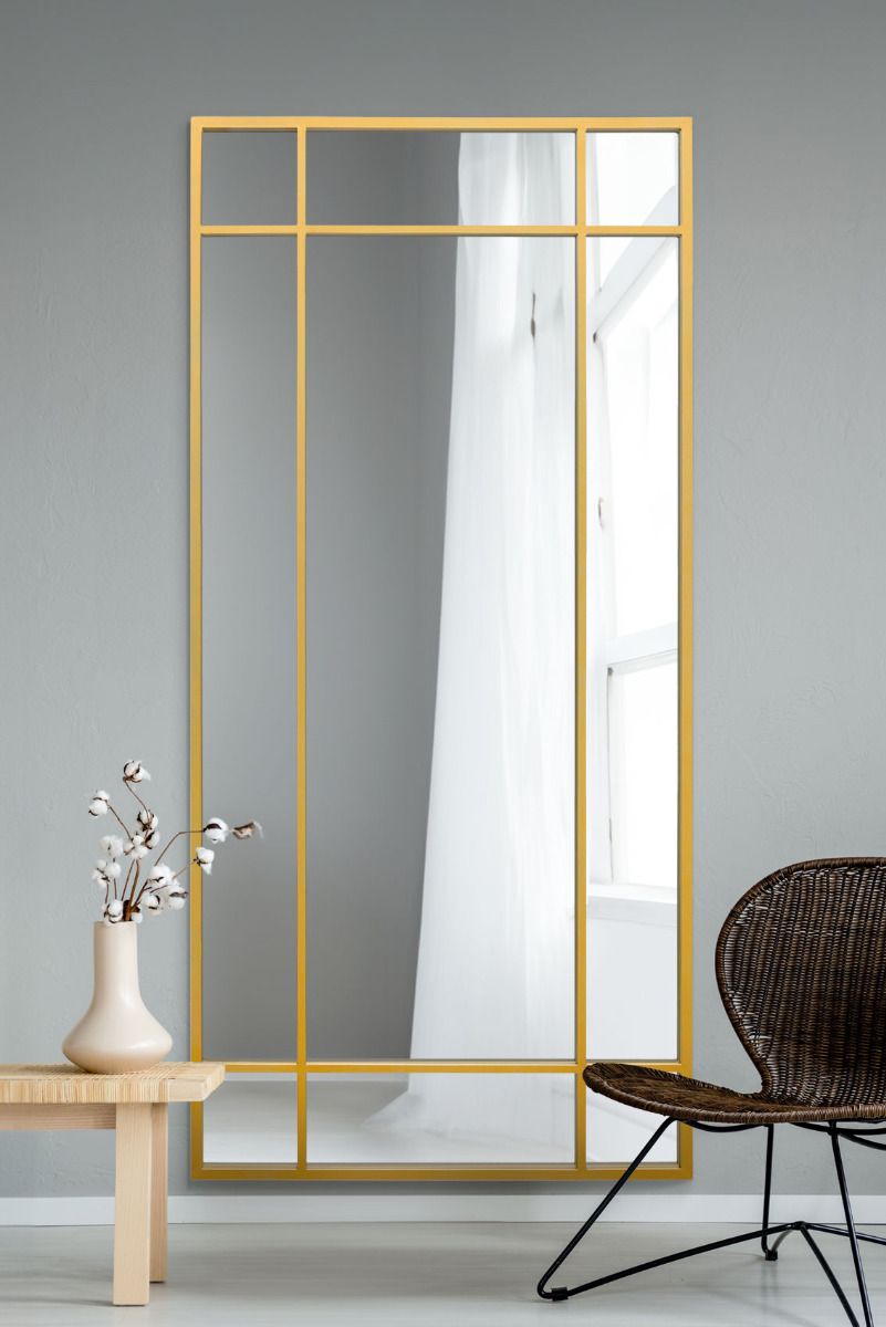 Gold Contemporary Wall and Leaner Mirror