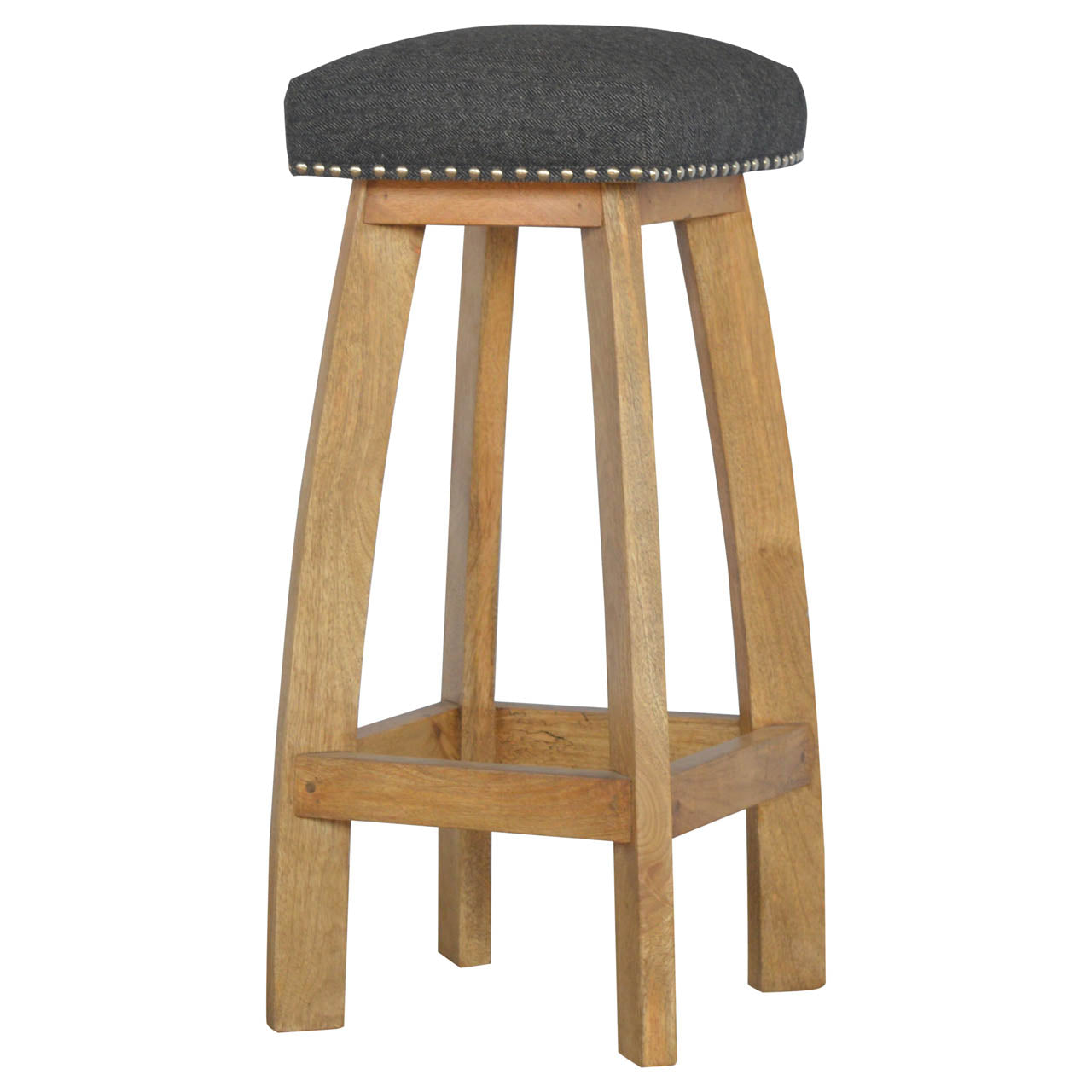 Heritage Collection Black Tweed Studded Bar Stool