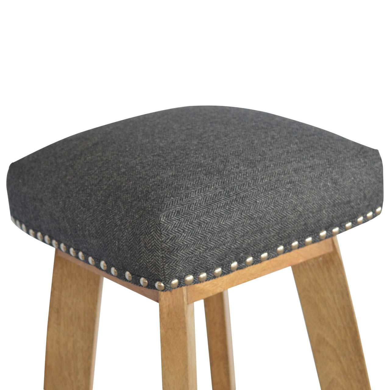 Heritage Collection Black Tweed Studded Bar Stool