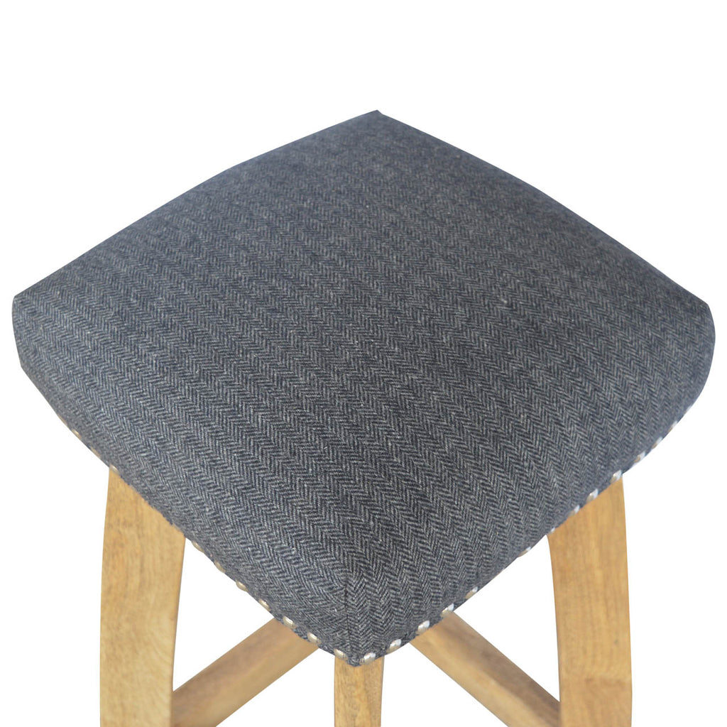 Heritage Collection Black Tweed Studded Bar Stool
