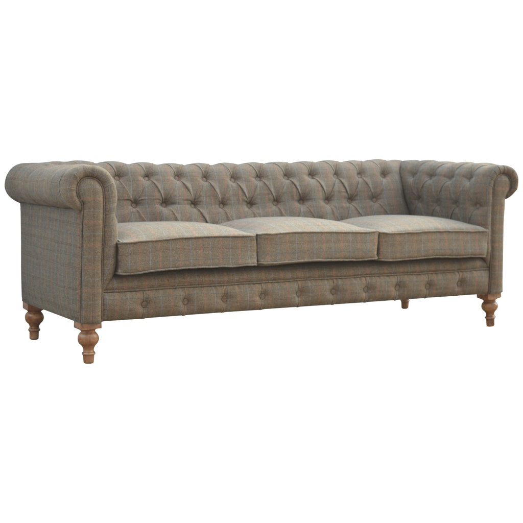 Heritage Collection Multi Tweed 3 Seat Chesterfield Sofa