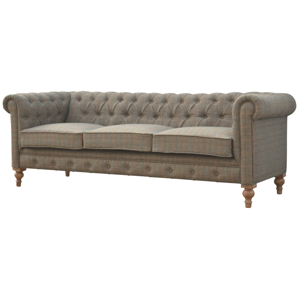 Heritage Collection Multi Tweed 3 Seat Chesterfield Sofa