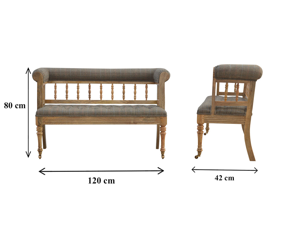 Heritage Collection Multi Tweed Deep Buttoned Bench