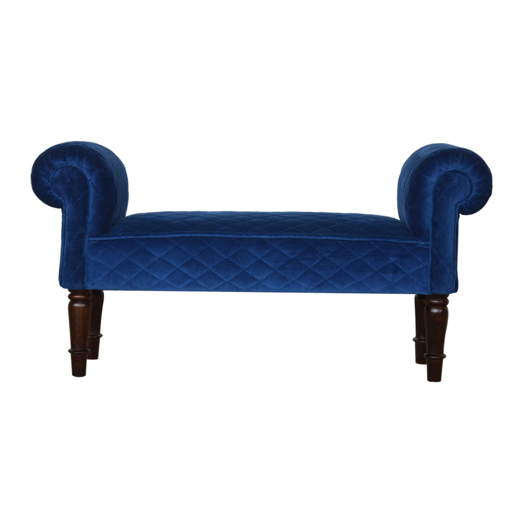 Heritage Collection Royal Blue Quilted Velvet Bench