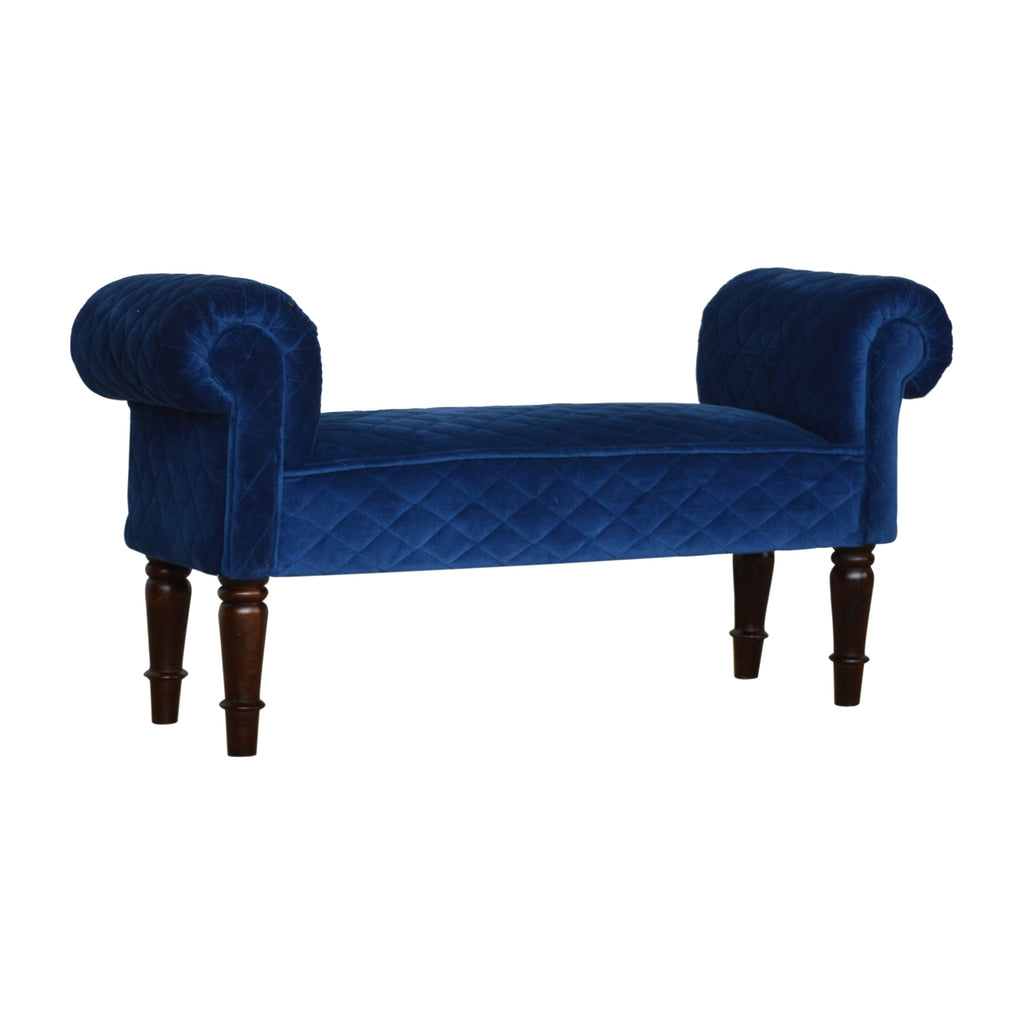 Heritage Collection Royal Blue Quilted Velvet Bench