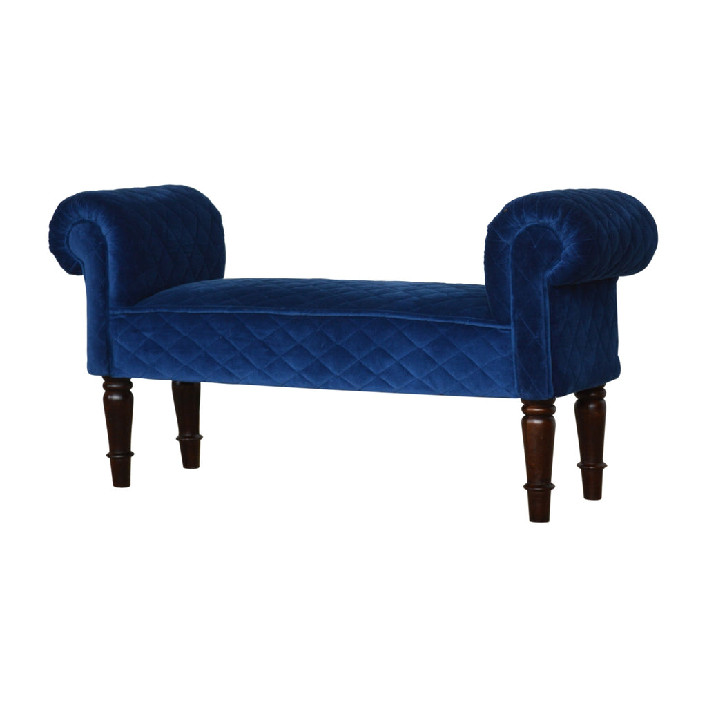 Heritage Collection Royal Blue Quilted Velvet Bench